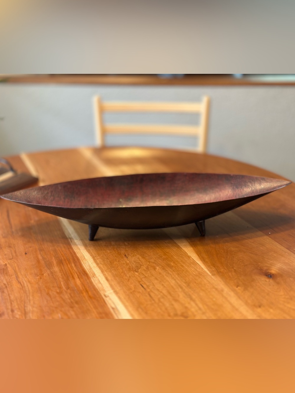 Decorative Footed Bowl Deep Metal Copper Painted
